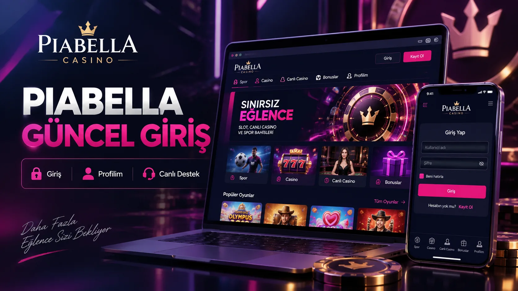 Piabella Casino güncel giriş ekranı, dizüstü ve telefon